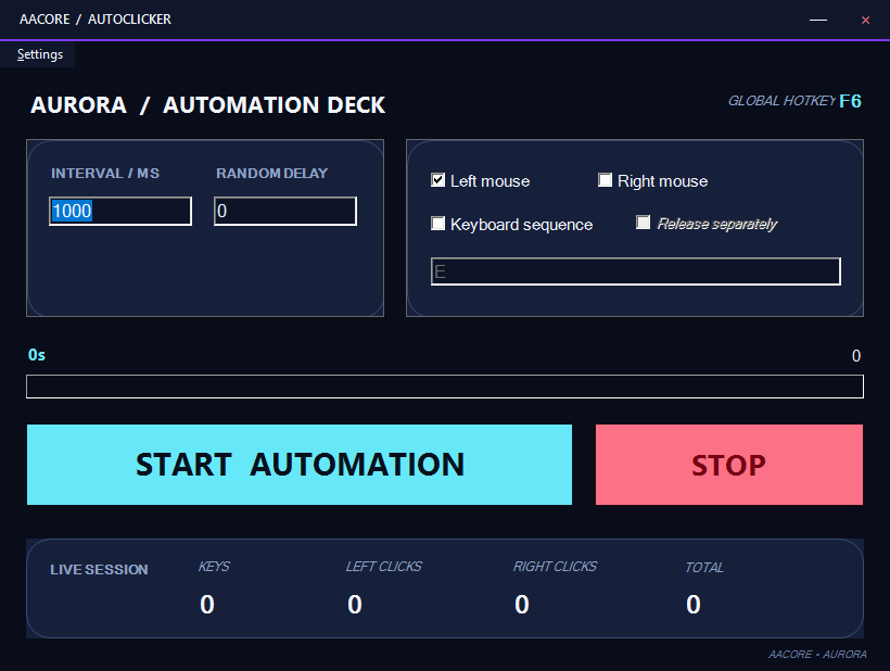 AutoClicker Aurora automation screenshot