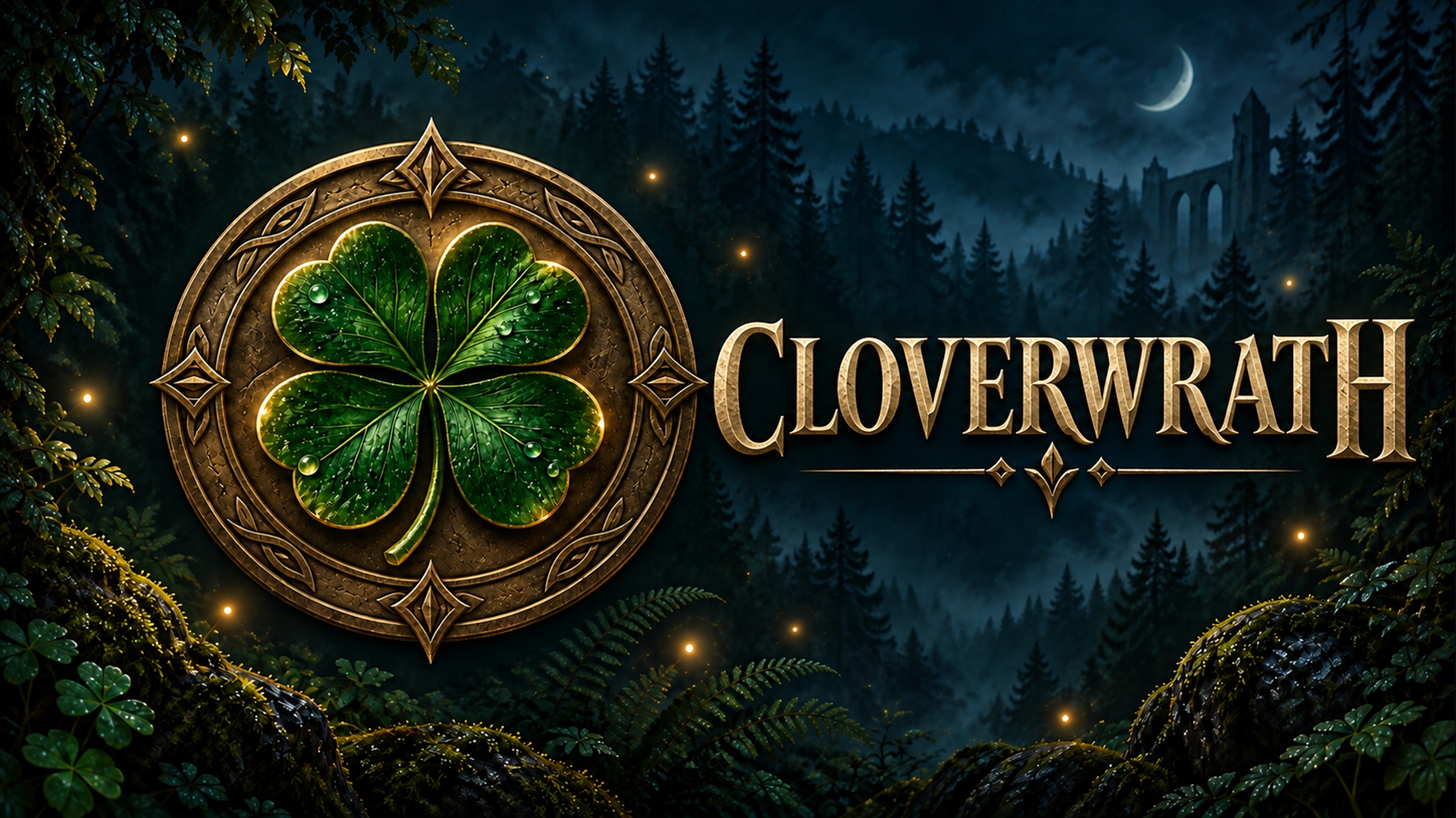 Cloverwrath original illustrated clover medallion cover artwork