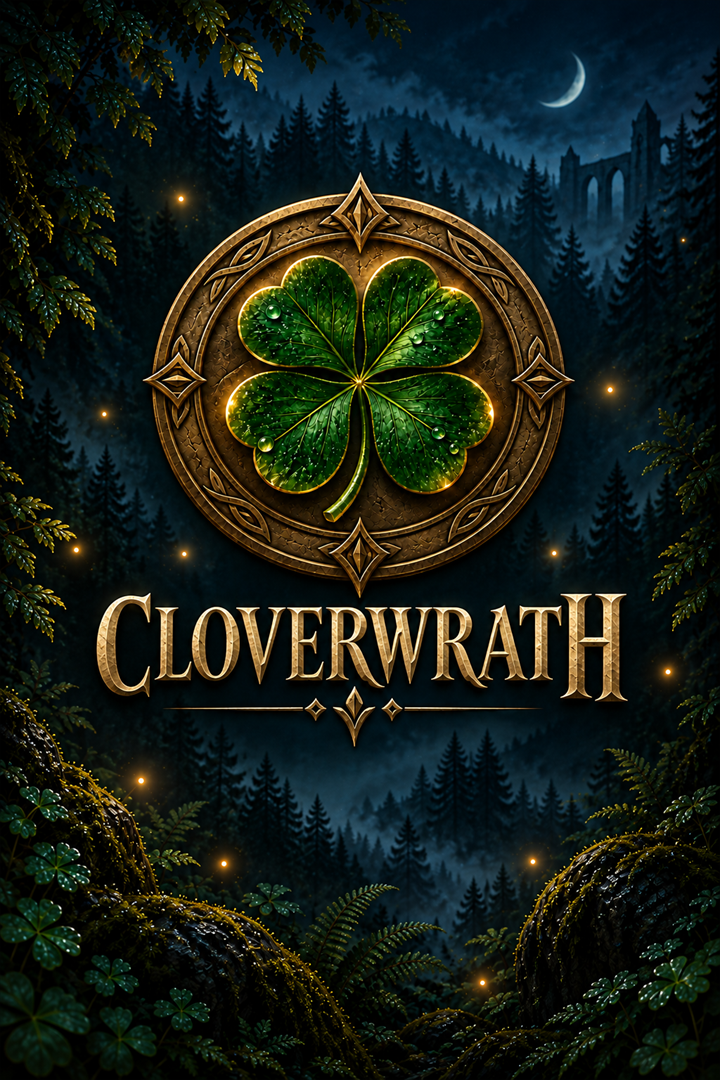 Cloverwrath's four-leaf bronze medallion — original illustrated cover art